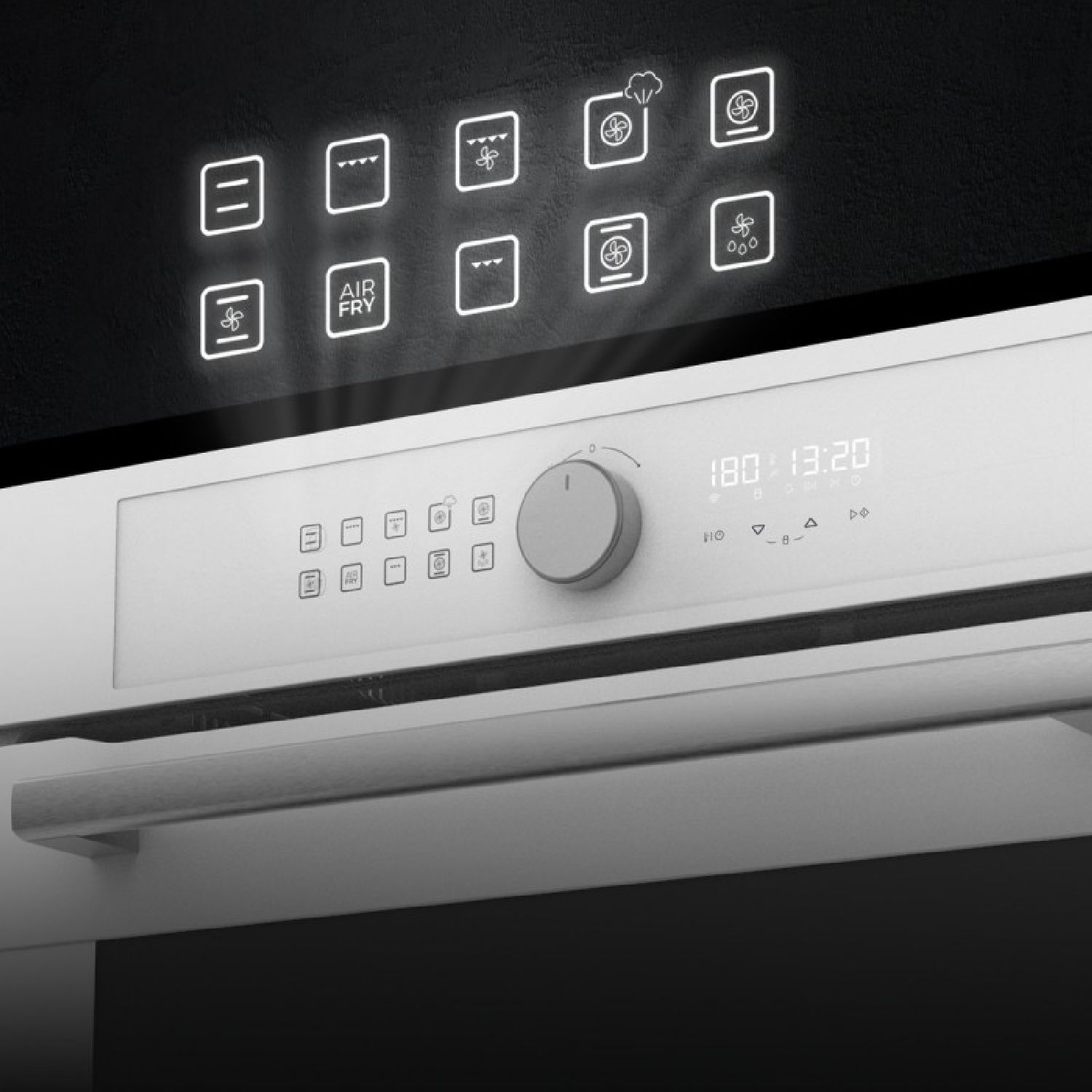 Horno Integrable Airfryer Glass White De 81l De Capacidad, 11 Funciones Con Airfryer Master, Pizza Master, Steam Asisst, Steam E