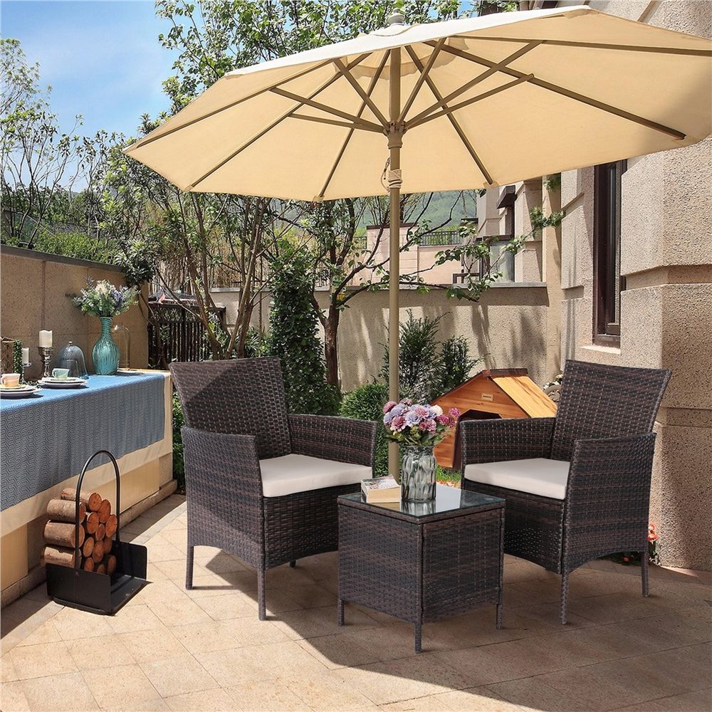 Conjunto De Mesa Y Sillas Exterior Para Balcón Jardin Marrón