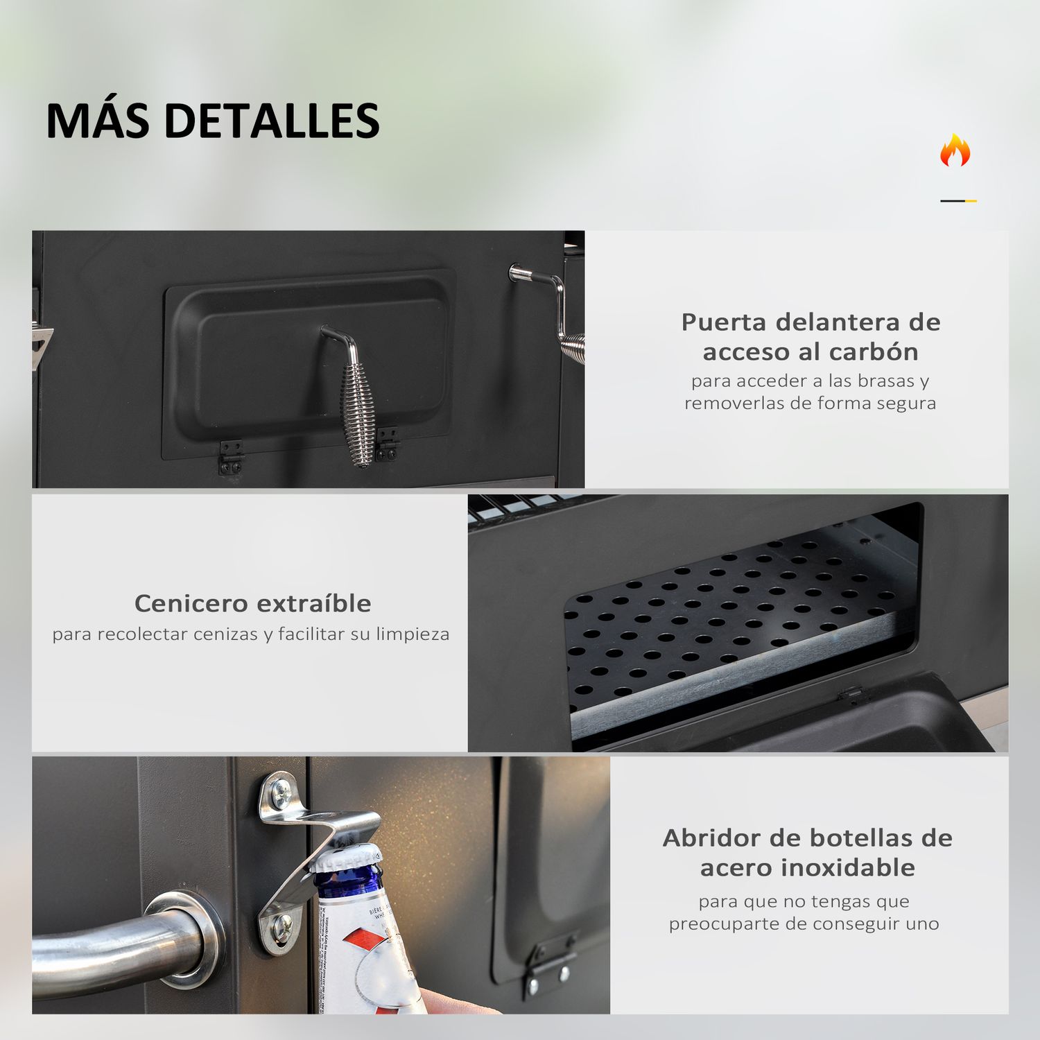 Barbacoa De Carbón Outsunny Acero Inoxidable 113x65x108 Cm Negro