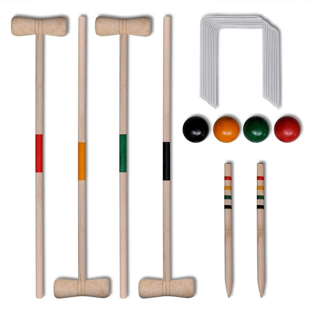 Juego De Croquet De Madera Para 4 Jugadores Vidaxl