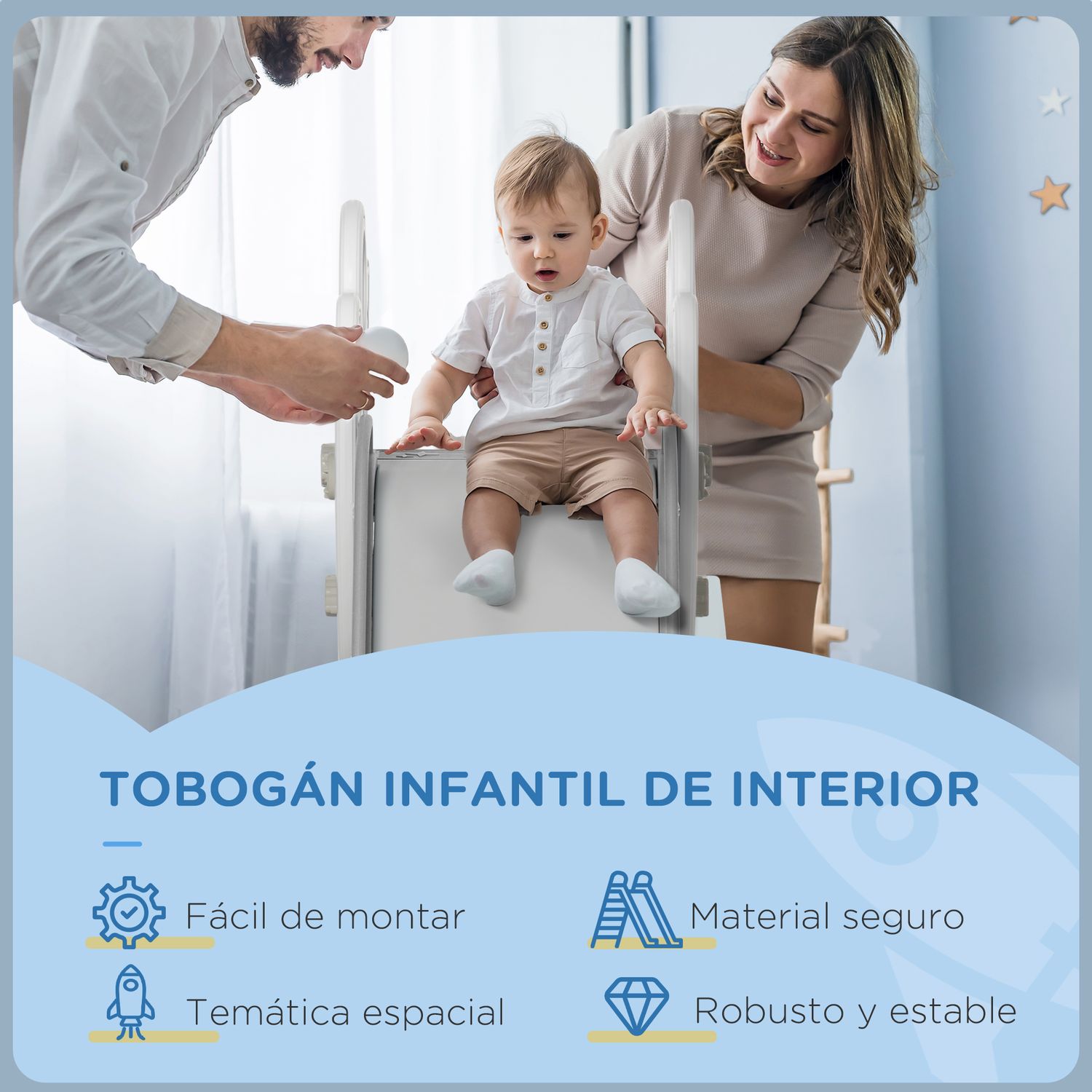 Tobogán Para Niños 18-36 Meses Con 3 Escaleras Gris Aiyaplay