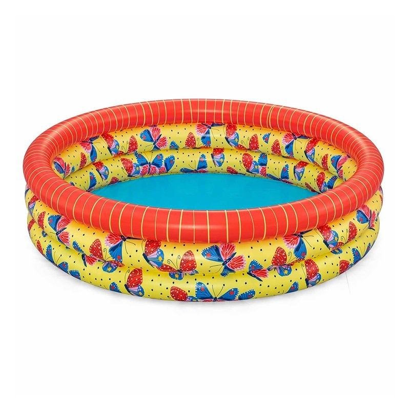 Bestway Piscina Hinchable Infantil 3 Aros Mariposas 168x38 Cm +2 Años Jardin 51202