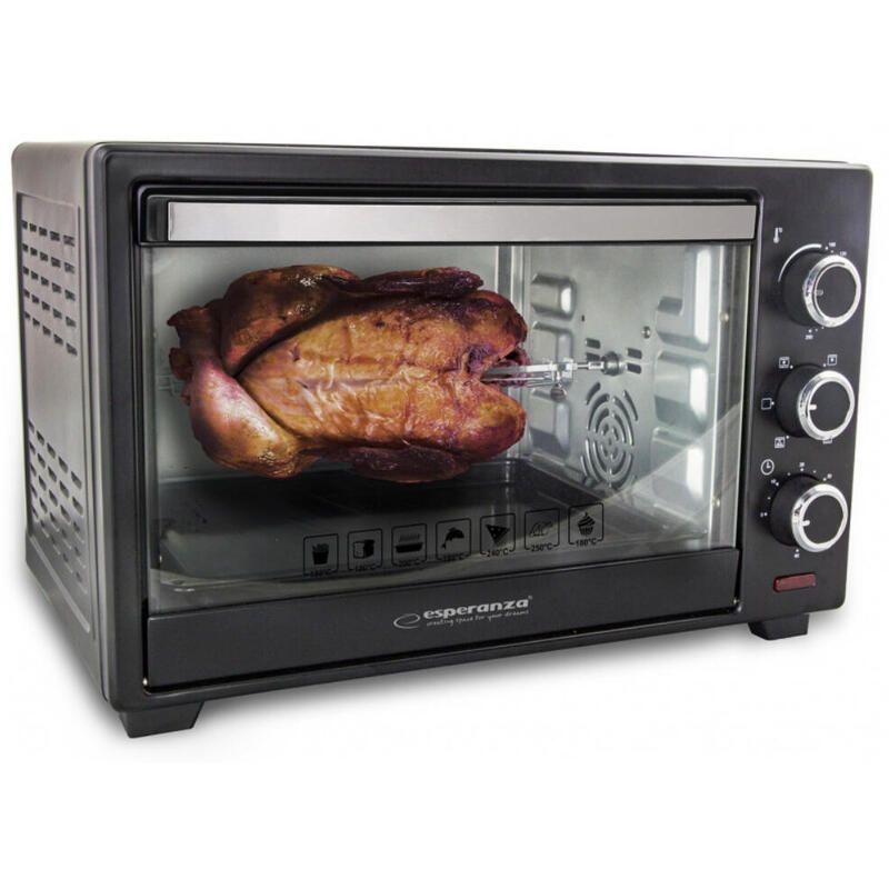 Esperanza Mini Horno Con Convección Y Asador Nza Napoli Eko006 Pomo 1600w Negro Eléctrico 23 L