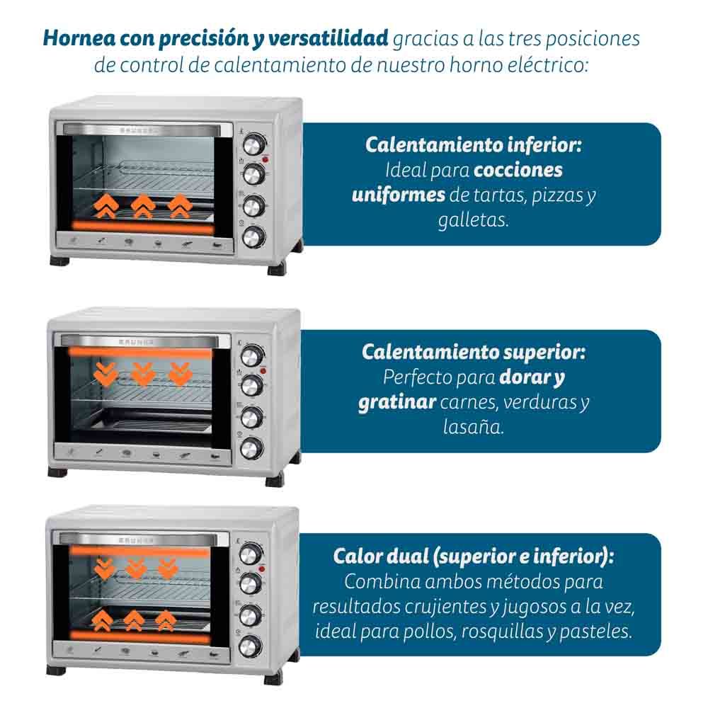Horno Eléctrico Multifunción De Sobremesa  De 38l - Hr-38silver - 2000w - Gris