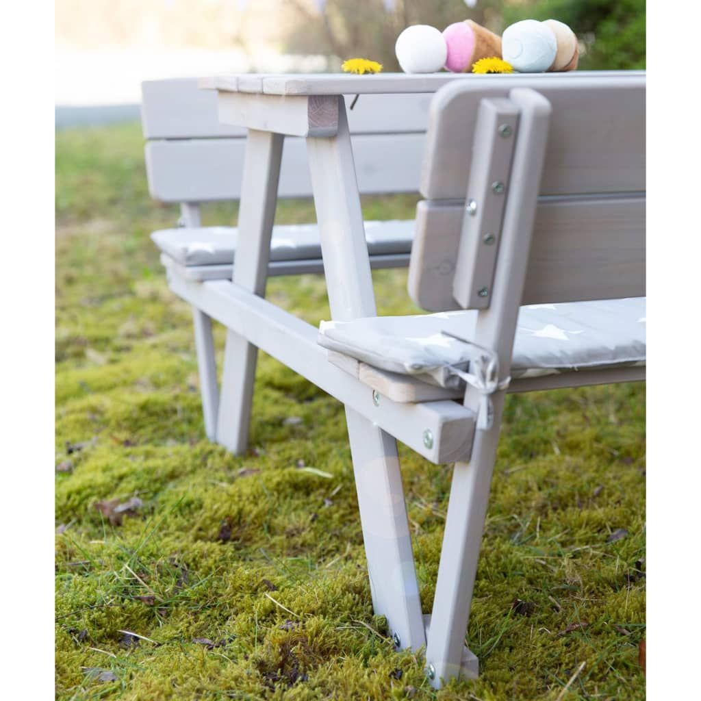 Conjunto De Banco Para Pícnic Con Respaldo Gris Roba