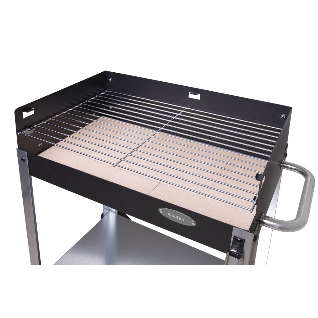 Cofan Barbacoa De Carbón Con Ruedas | Parrilla Ajustable | Con Ladrillo Refractario Y Asa Lateral | Fácil Transporte | Gran Superficie De Asado | Medidas: 56,7 X 36 X 83 Cm