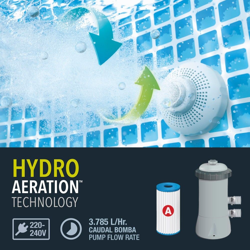 Piscina Desmontable Tubular Circular Pvc 427x107cm Gris Intex Con Depuradora