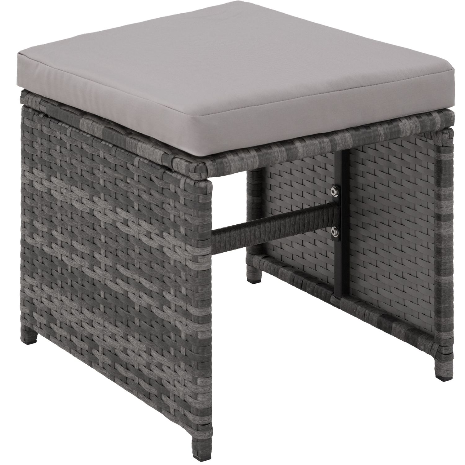 Conjunto De Ratán Málaga 6+4+1, Funda Impermeable - Gris