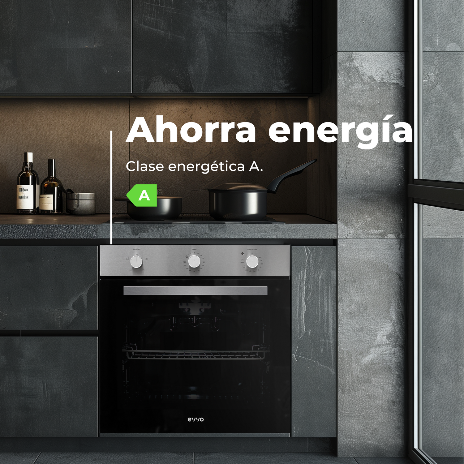 Horno Integrable Evvo H10, Clase Energética A, 72l De Capacidad, 4 Programas, Inox