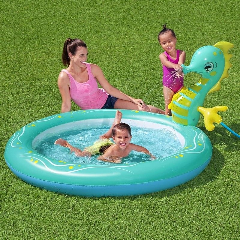 Bestway Piscina Hinchable Infantil Chorro Caballito 188x160x86 Cm +2 Años Jardin 53114