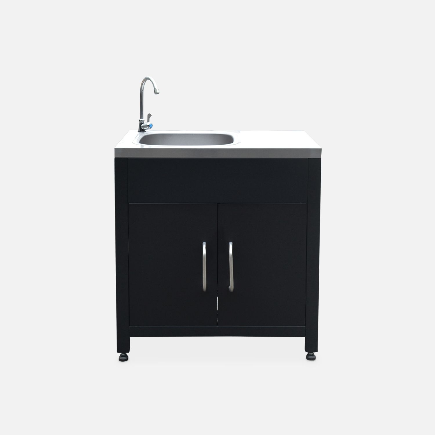 Cocina Exterior De Acero Con Fregadero De 80cm, Negro