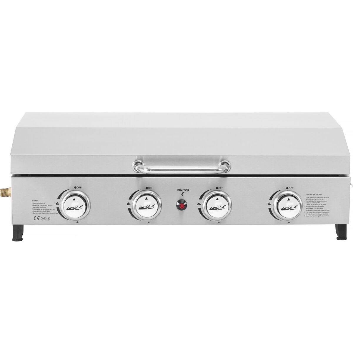 Plancha De Gas 4 Quemadores Con Tapa 