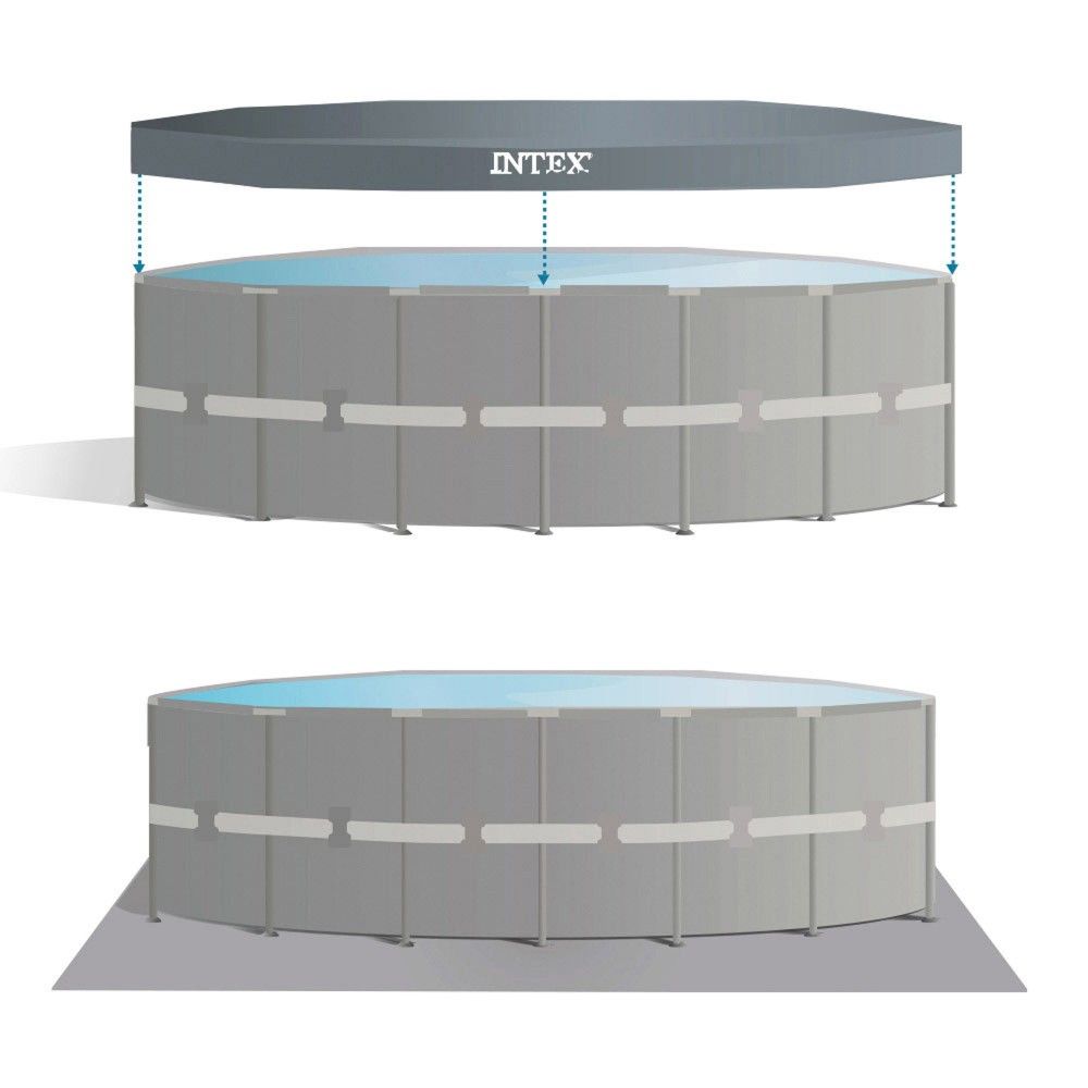 Piscina Desmontable Tubular Circular Pvc 732x132 Cm Gris Oscuro Intex Con Depuradora