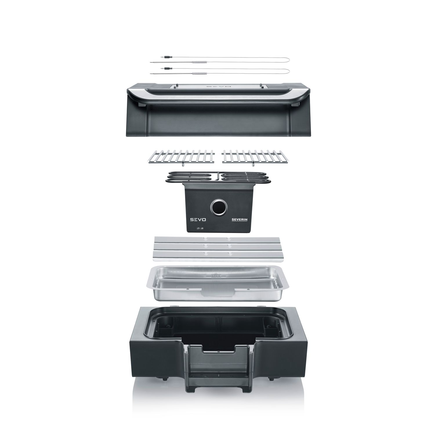 Barbacoa Grill Eléctrica Pantalla Oled Digital Sevo Gt Negro Pg 8106 Severin