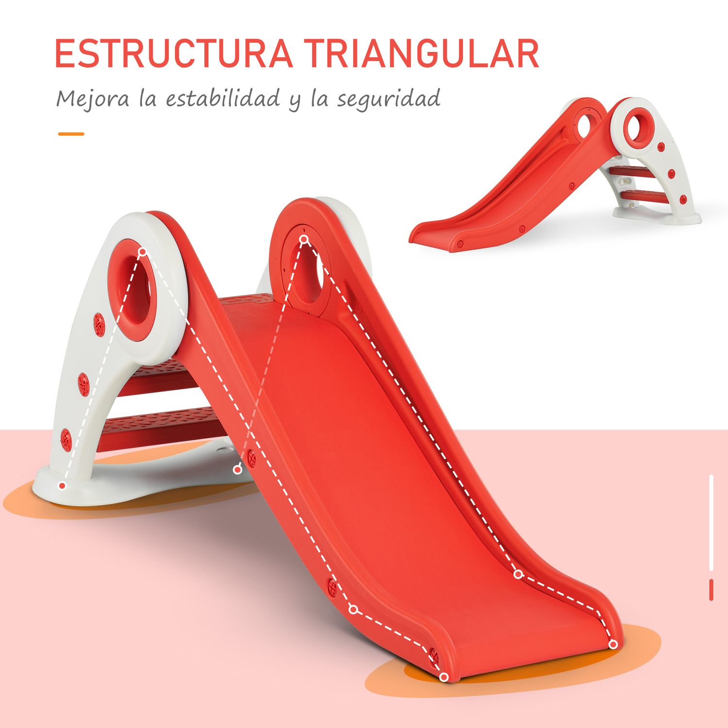Tobogán Infantil Con Escalera Y Rampa Rojo Homcom