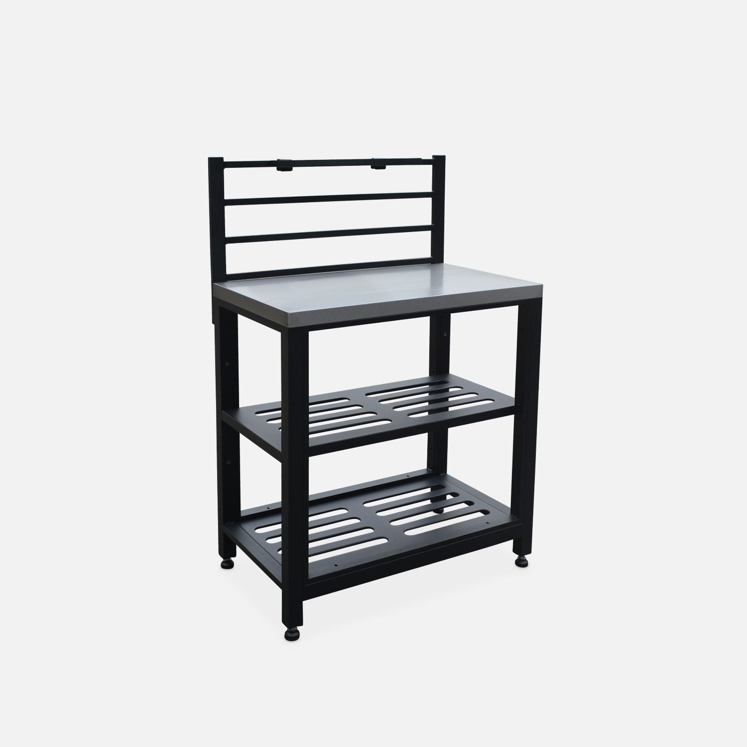 Cocina Exterior De Acero 2 Estantes, 80cm, Negro