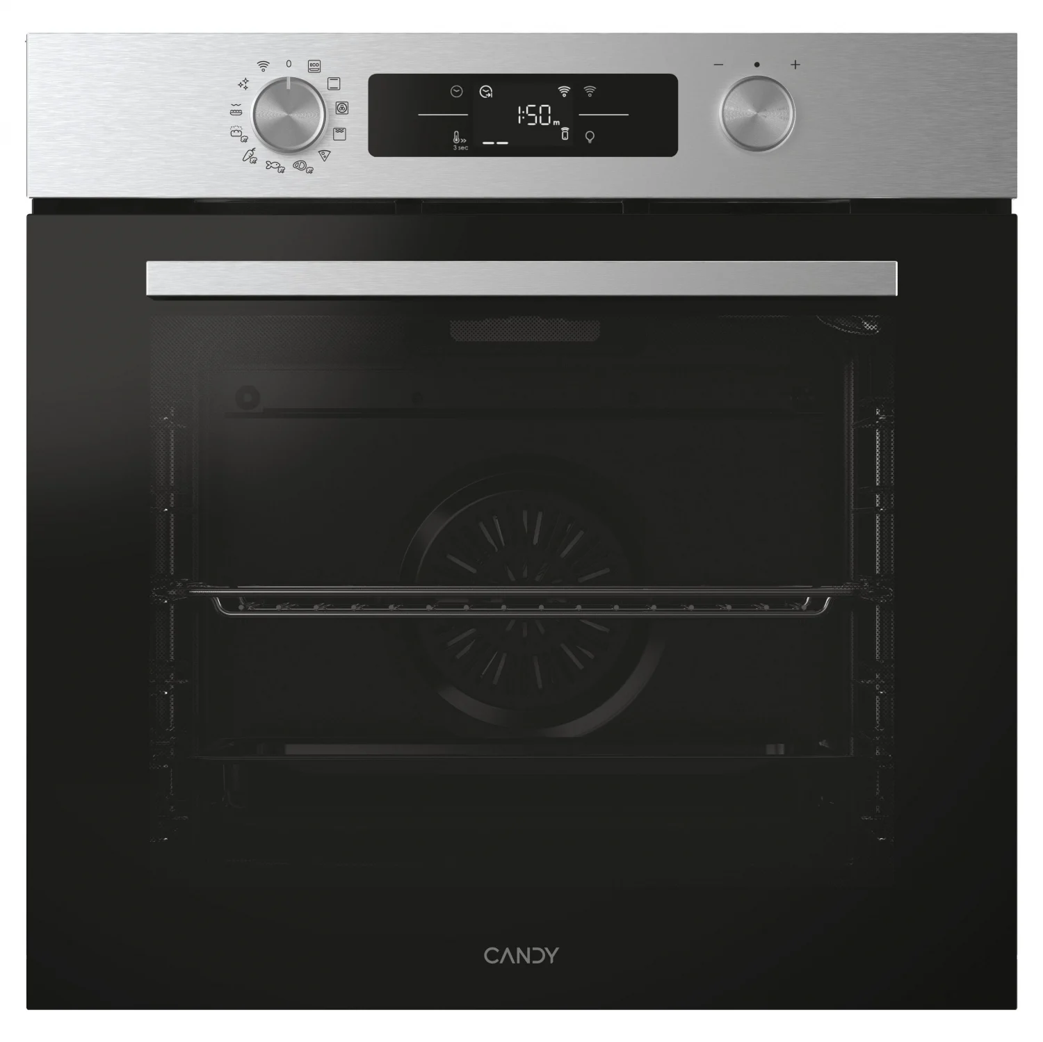Horno Multifunción Candy CA6 N5B3EYTX, 3.3 kW, 78 L, Apertura Abatible, 12 Funciones de Cocción, Wifi, Eficiencia A++ - Inox