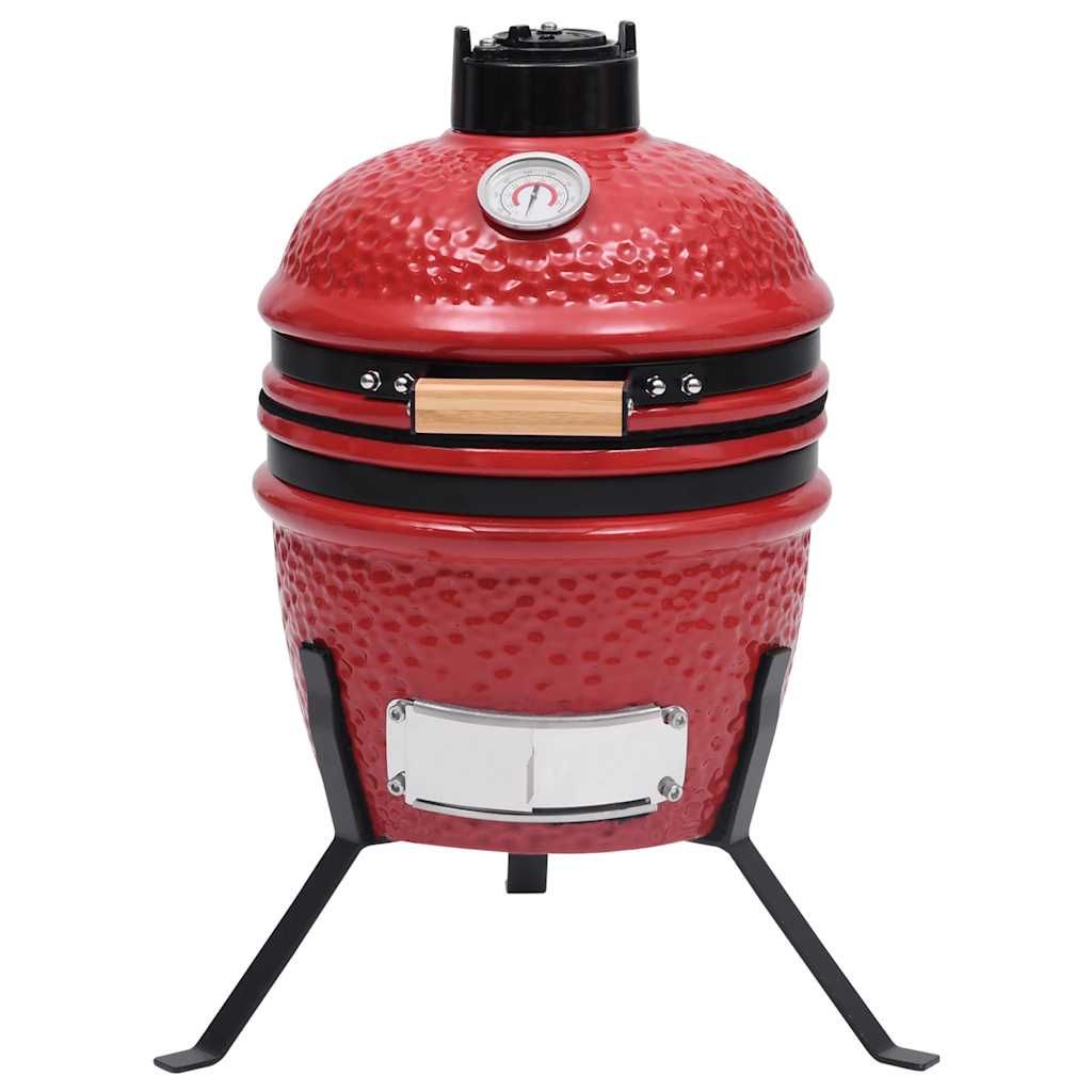 2 En 1 Barbacoa Ahumadora Kamado De Cerámica Rojo 56 Cm Vidaxl