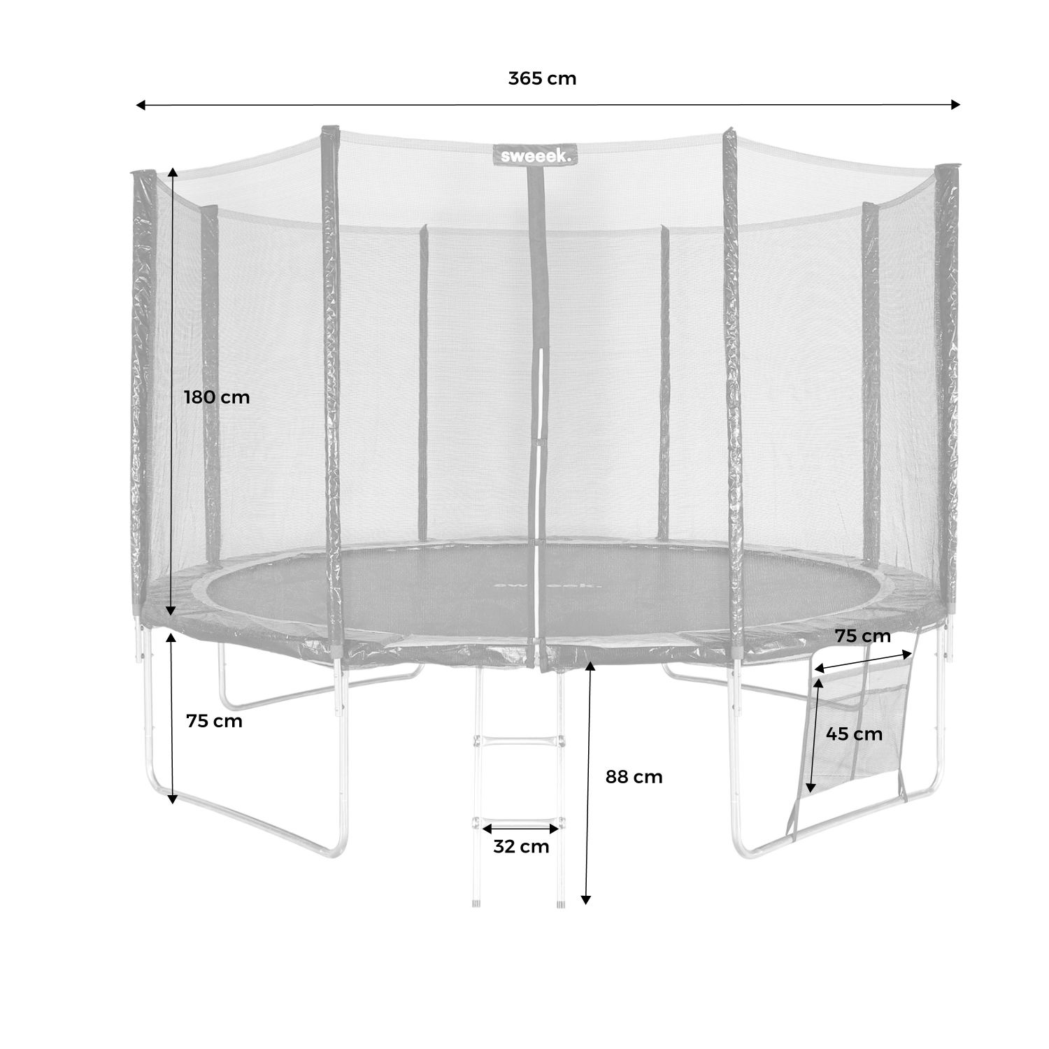 Cama Elástica Con Pack De Accesorios, 370cm, Verde