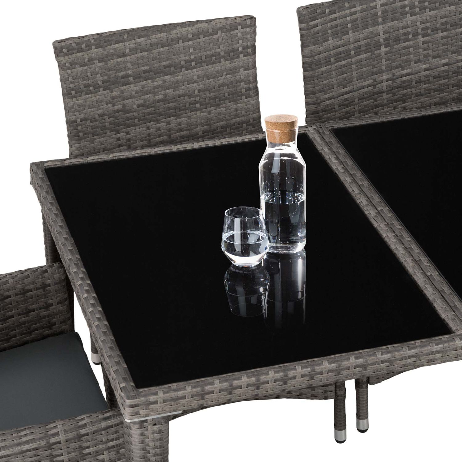 Conjunto De Ratán Y Aluminio Mónaco - Gris