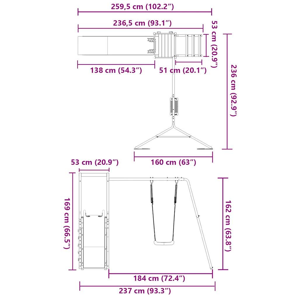 Parque Infantil De Exterior Madera Maciza Douglas Vidaxl