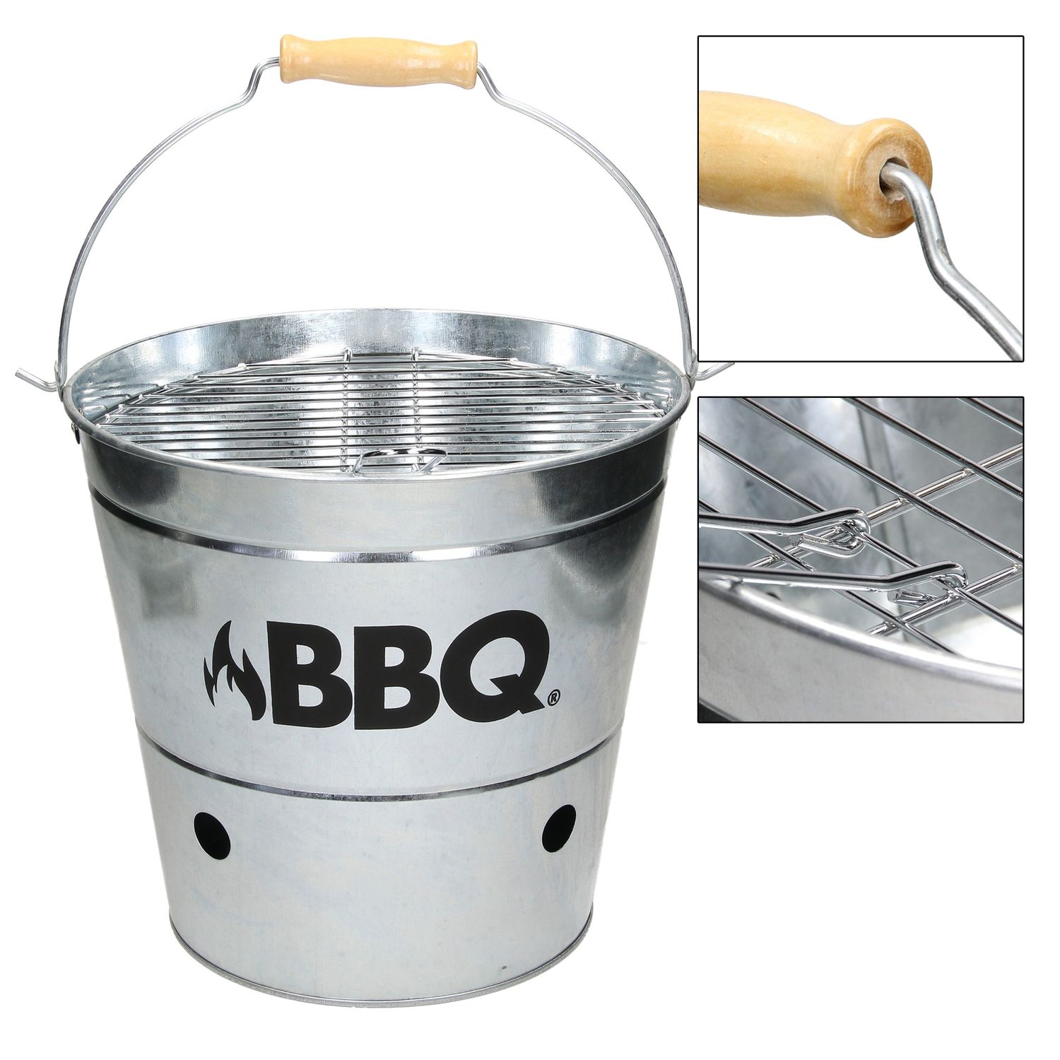 Cubo Grill Con Rejilla Y Asa De Transporte Ø25cm Plata Ecd Germany