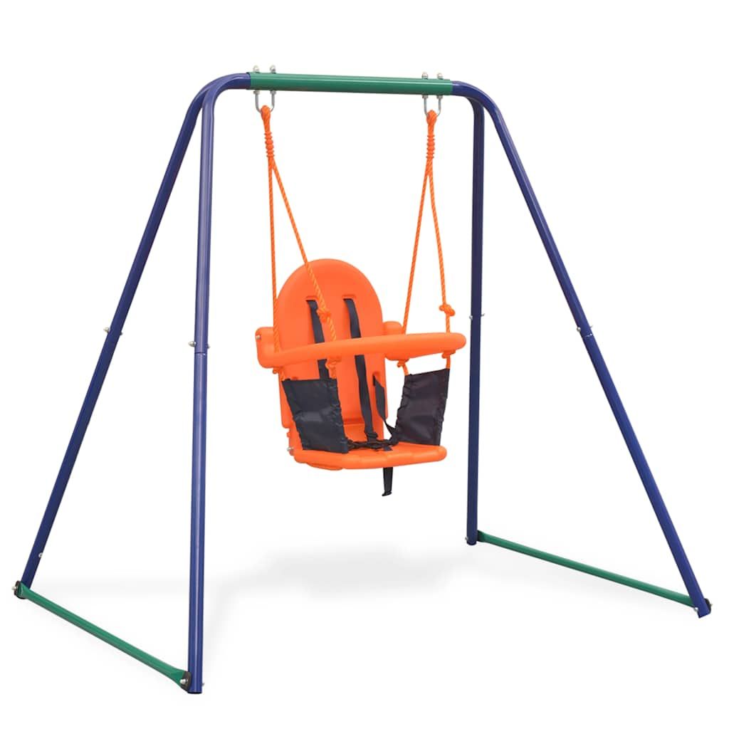 Columpio Individual Y Columpio Para Niños 2 En 1 Naranja Vidaxl