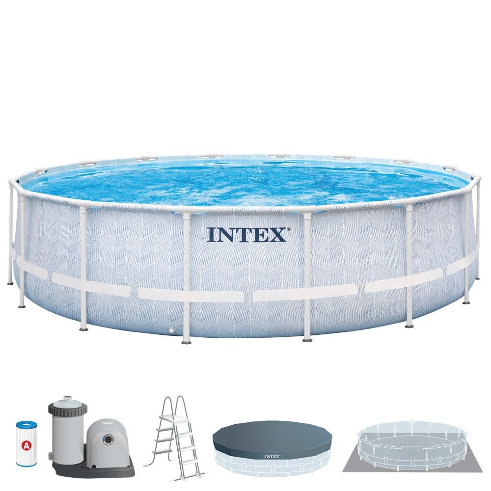 Piscina Desmontable Tubular Circular Pvc 488x122cm Gris Intex Con Depuradora