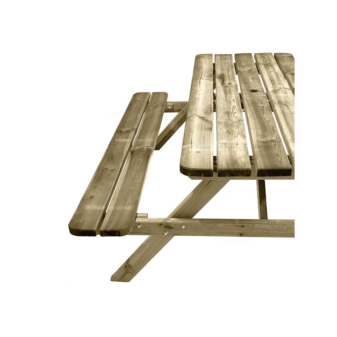Mesa De Picnic Para 6-8 Adultos  Resistencia  Comedero De Madera Para Exterior  177 X 152 X 71 Cm  Natural