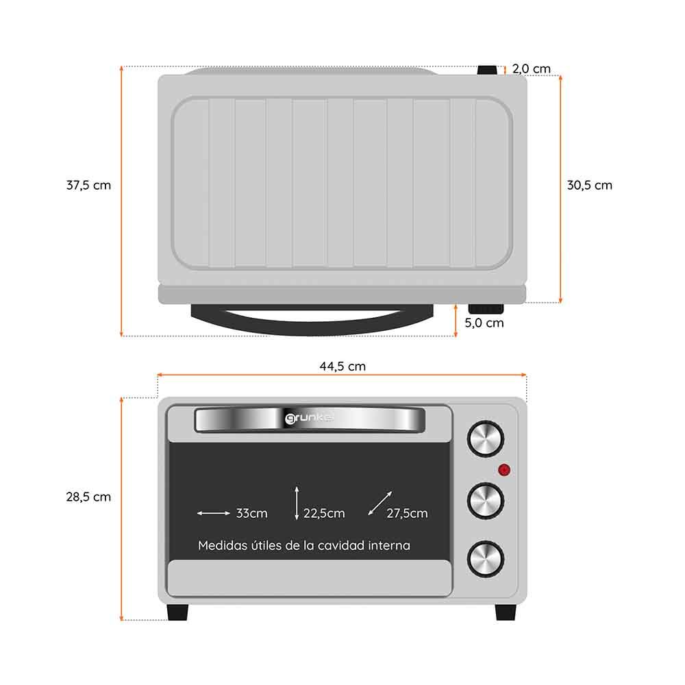 Horno Eléctrico Multifunción De Sobremesa  De 23l - Hr-23ss - 1600w - Acero Inoxidable