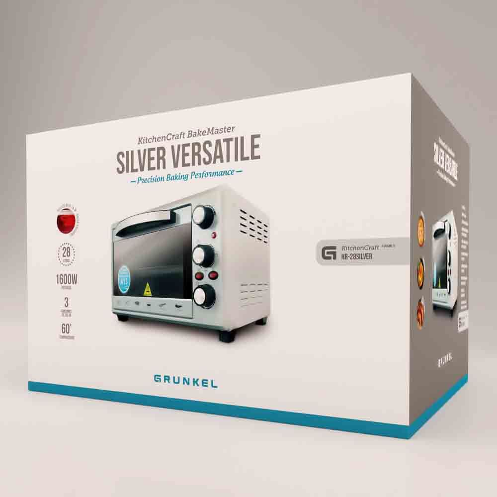 Horno Eléctrico Multifunción De Sobremesa  De 28l - Hr-28silver - 1600w - Gris