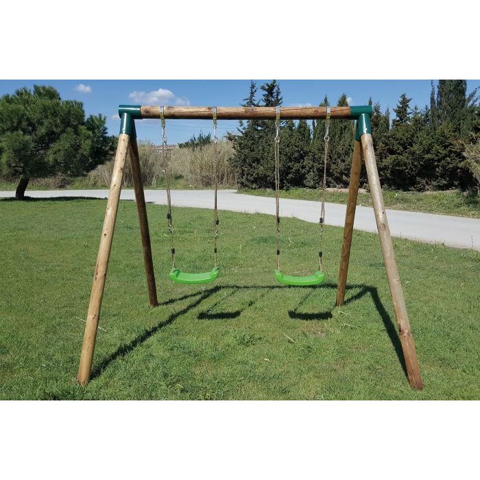 Columpio Doble De Madera Redonda Masgames Kadi L