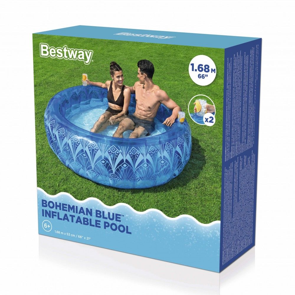 Bestway Piscina Hinchable Extra Resistente Azul Bohemio 168x53 Cm +6 Años Jardin 54479
