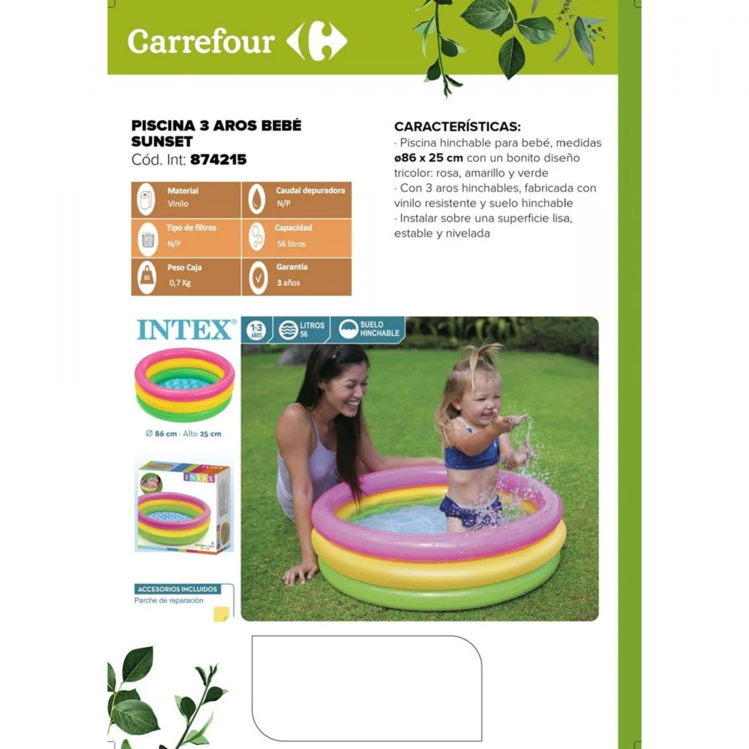 Piscina 3 Aros Bebe Sunset 86x25 cm