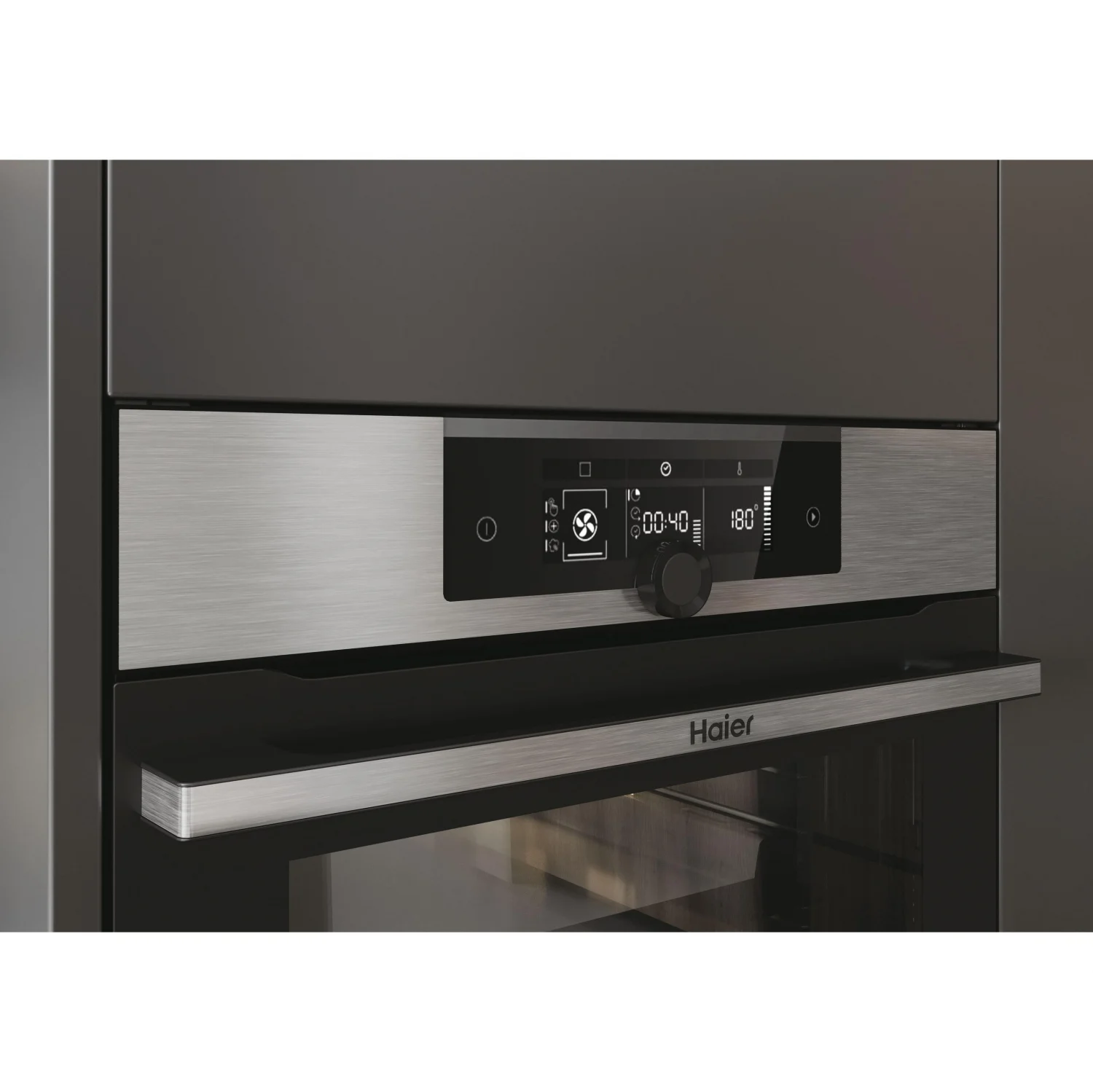 Horno Multifunción Haier HWO60SM2F9XH, 2600 W, 70 L, Apertura Abatible, 13 Funciones de Cocción, Eficiencia A+ - Inox
