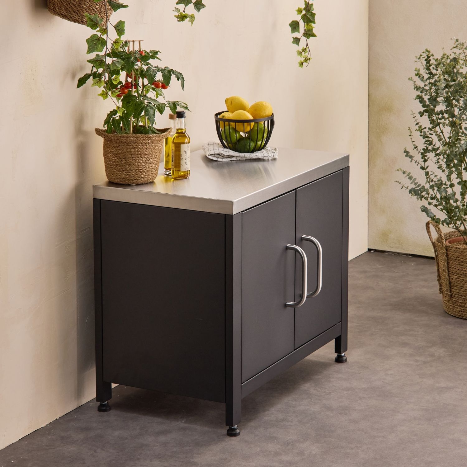 Cocina Exterior De Acero, 80cm, Negro