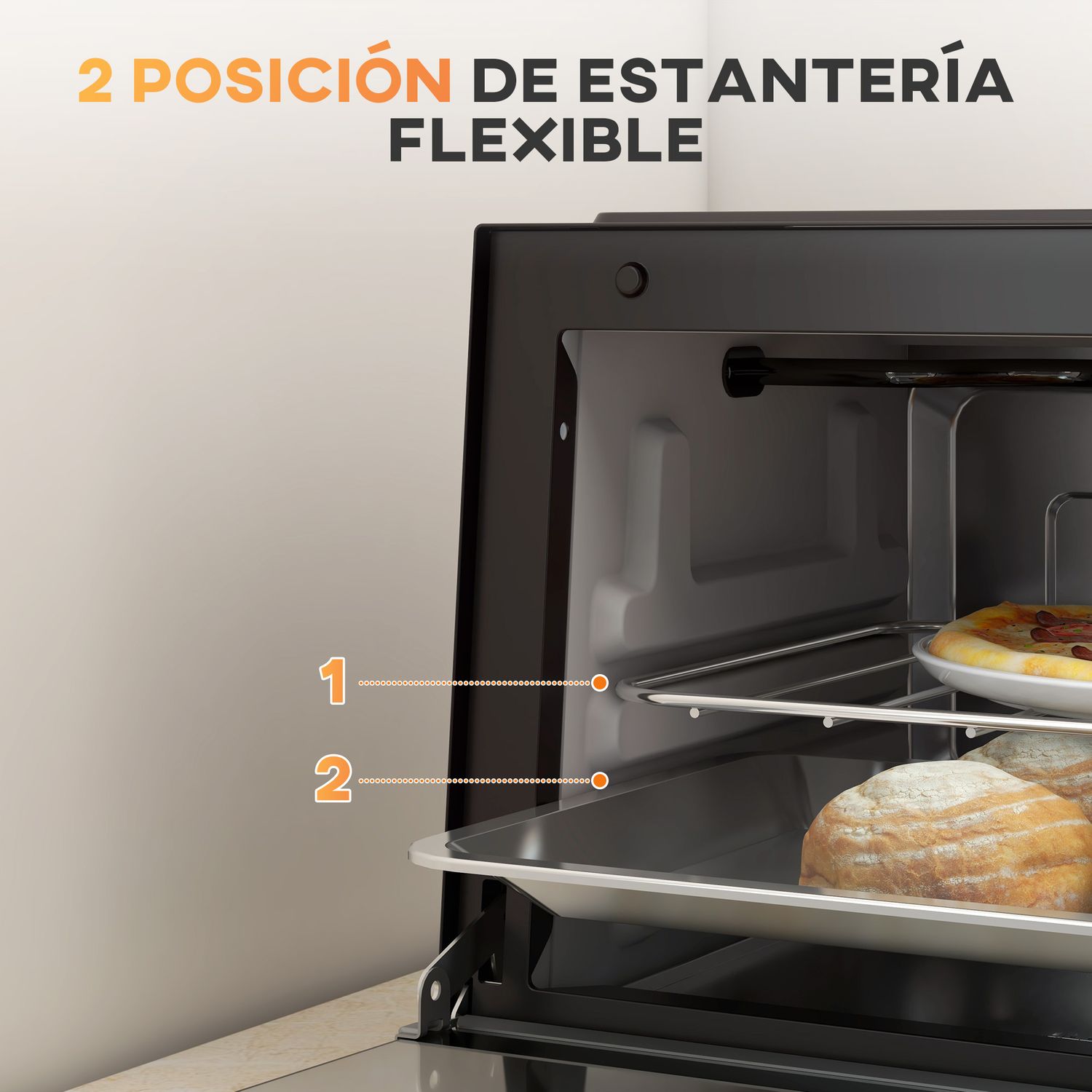 Mini Horno Eléctrico 9l 750w Con Temperatura Ajustable Homcom