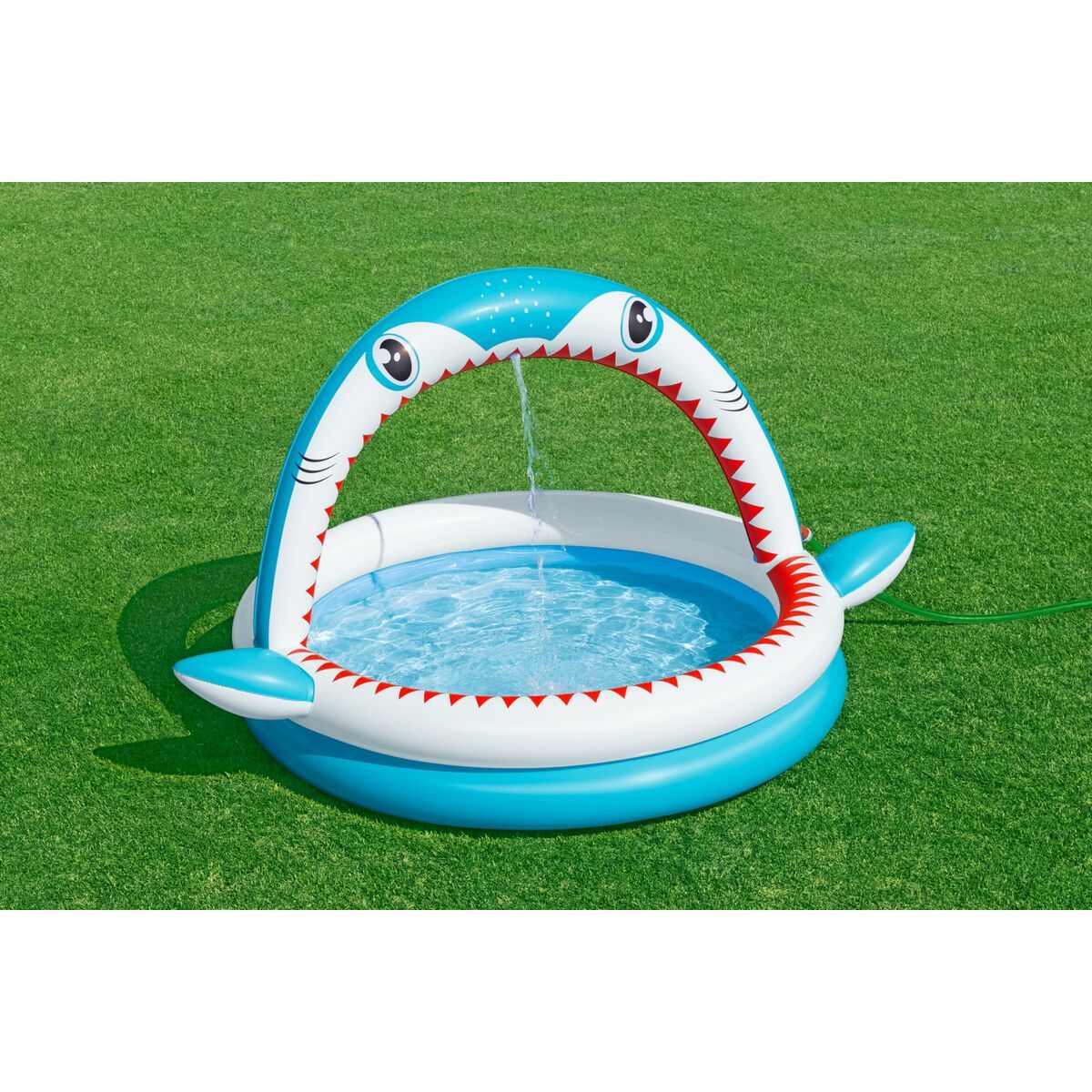 Bestway Piscina Hinchable Infantil 2 Aros Tiburon Aspersor 163x127x92 Cm +2 Años Jardin 53