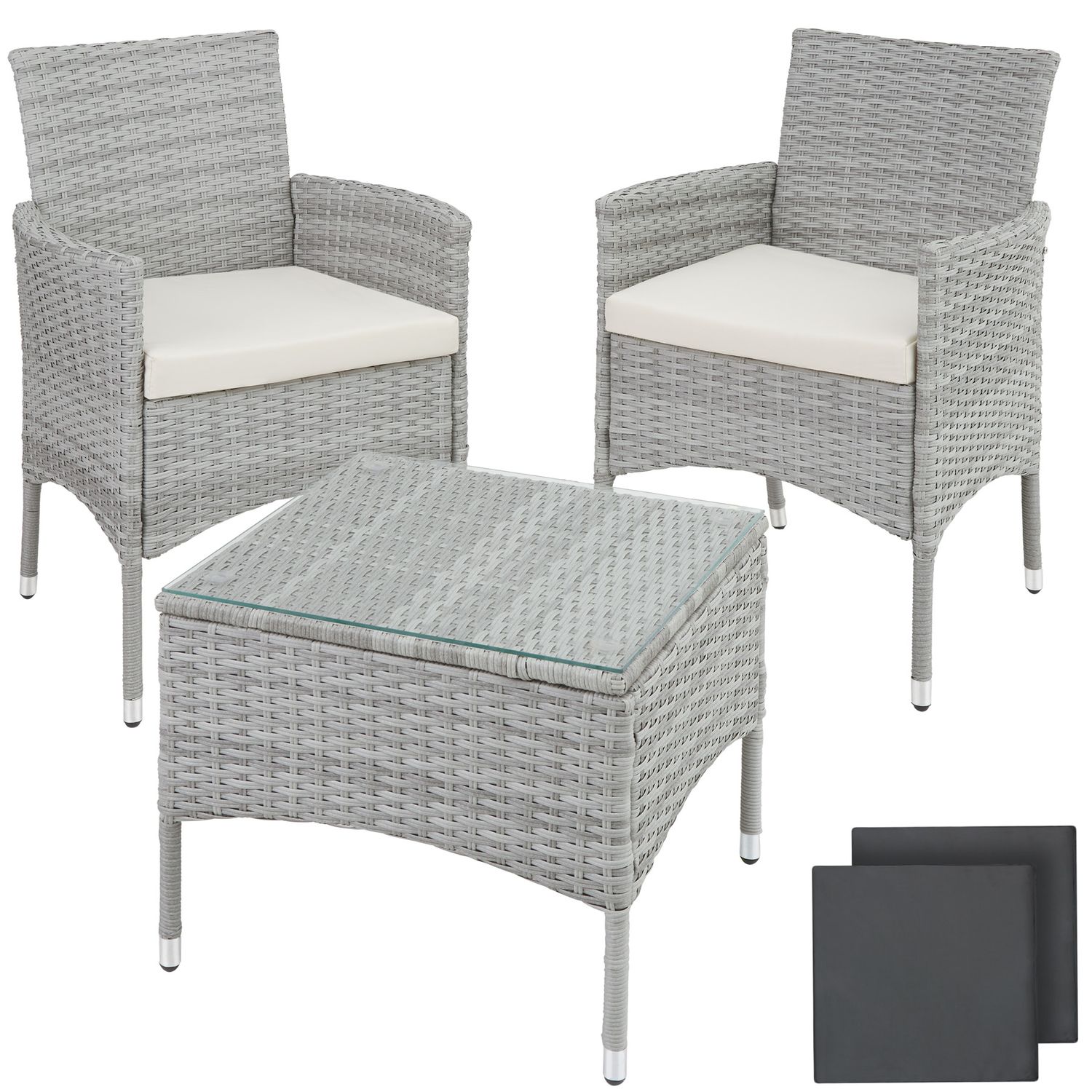 Conjunto De Ratán Luzern Con 4 Fundas - Gris Claro