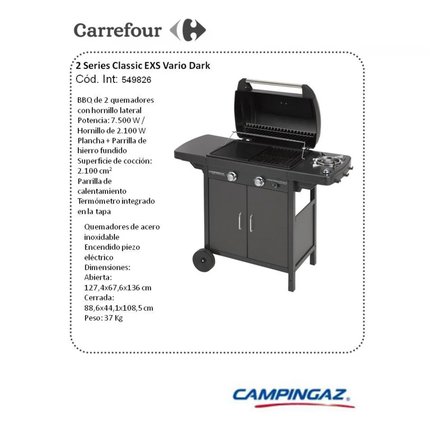 Barbacoa a Gas 2 Series Classic EXS Vario Dark