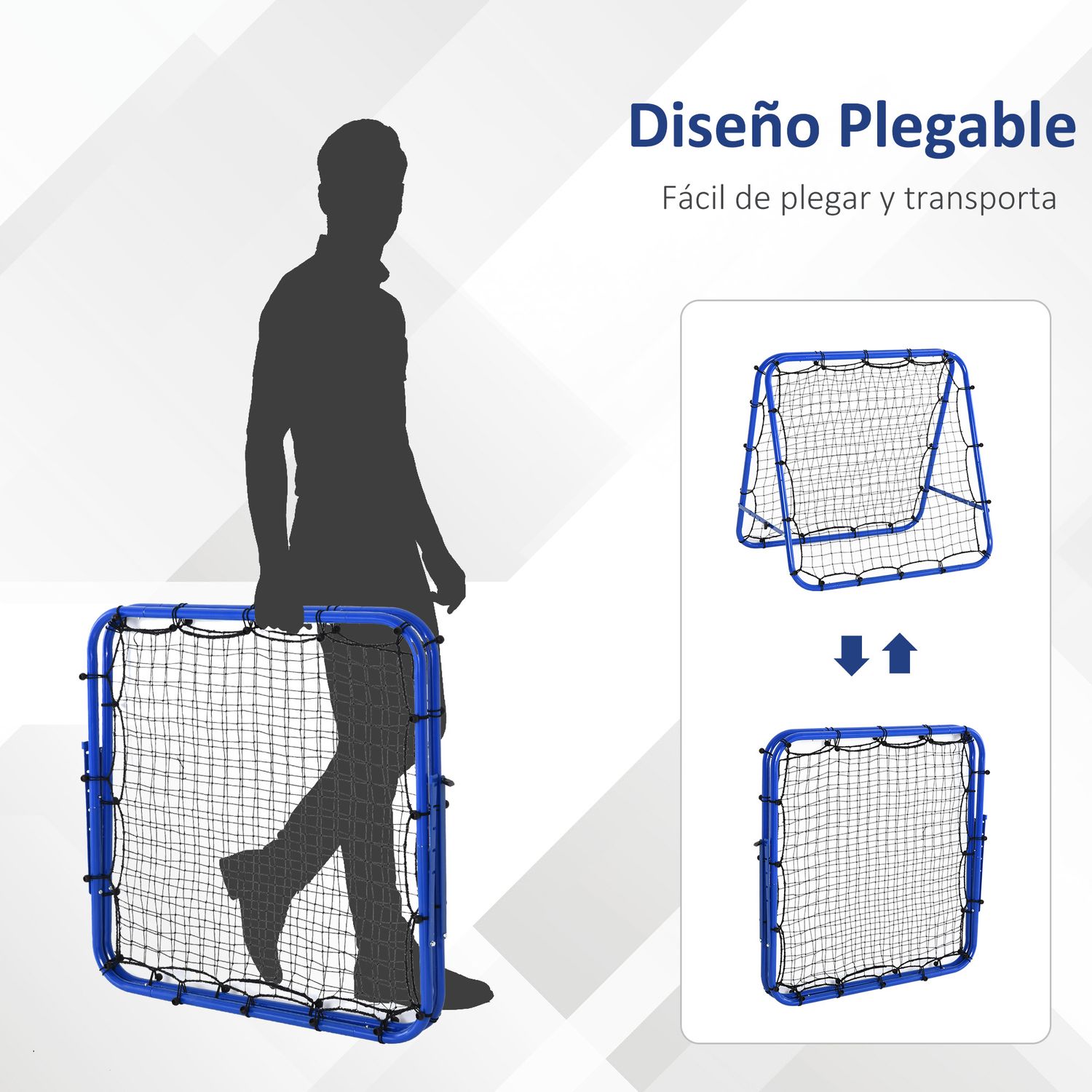 Red De Rebote Plegable Y Ajustable En Ángulo Homcom 100x95x90 Cm Azul