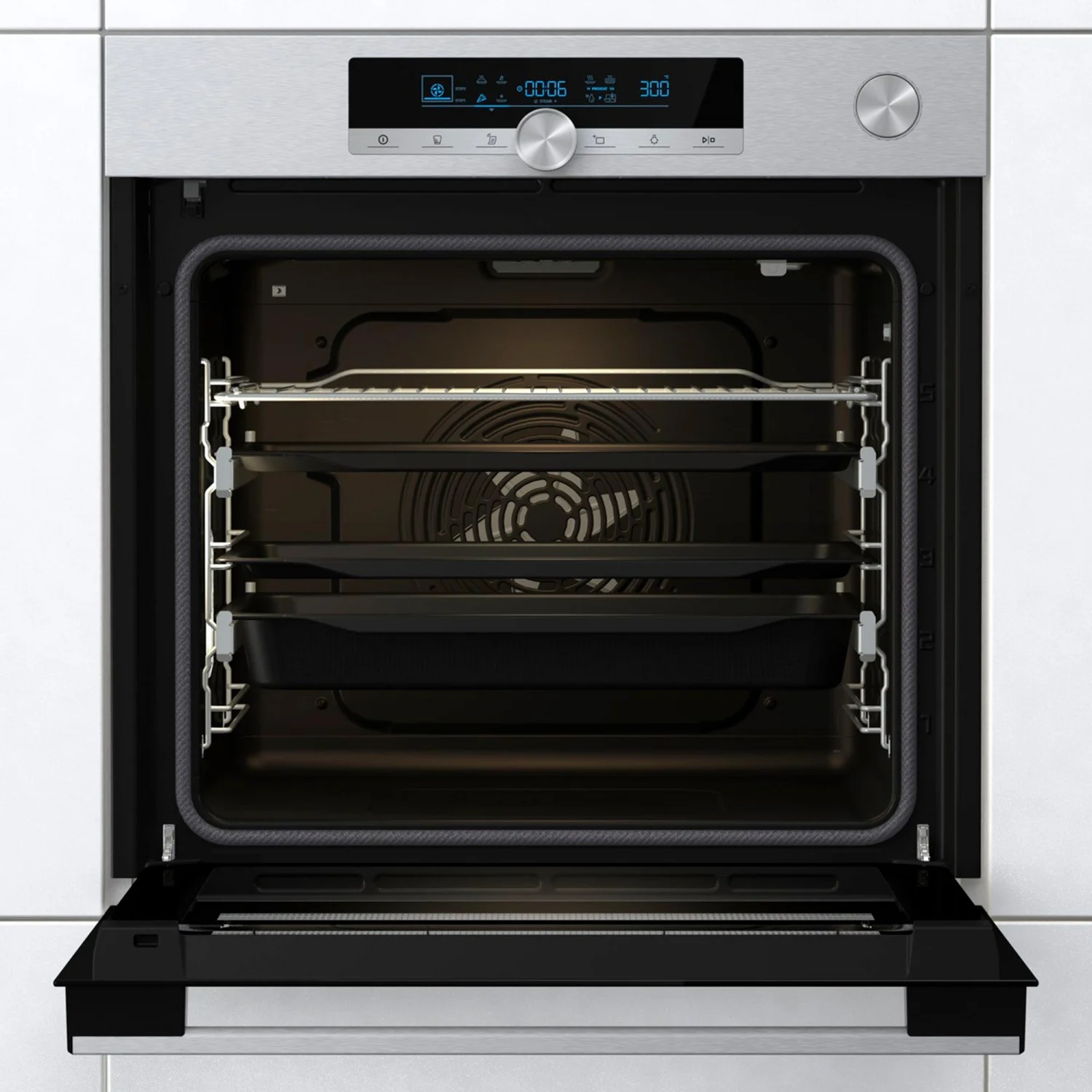 Horno Multifunción Hisense BSA66334PX, 3,5 kW, 77 L, Apertura Abatible, 9 Funciones de Cocción, Eficiencia A+ - Gris