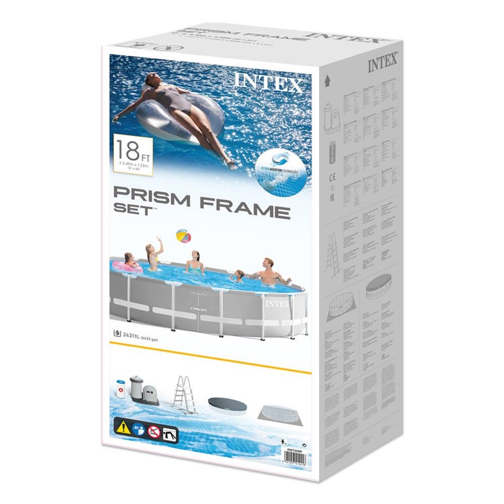 Piscina Desmontable Tubular Circular Pvc 549x122 Cm Gris Intex Con Depuradora