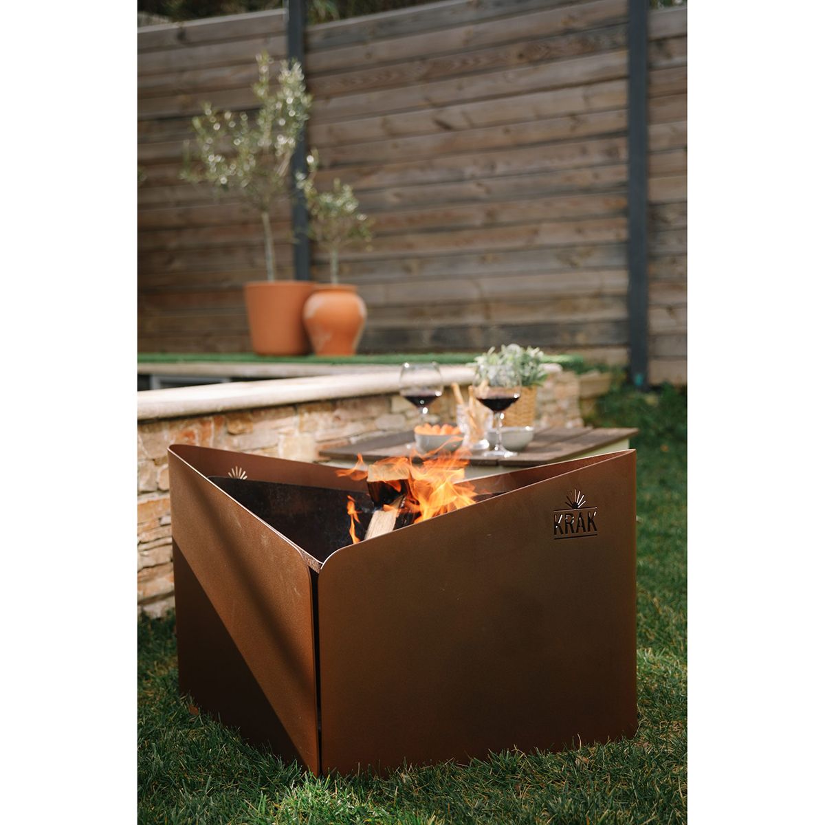 Krak Brasero De Leña + Parrilla 79x69cm - Levant + Grille Fleur De Rouille