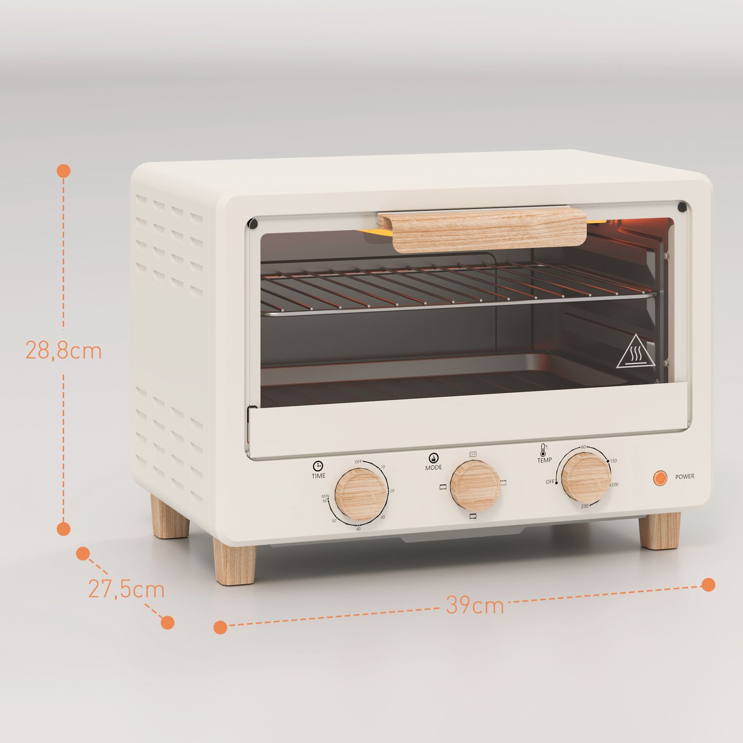 Horno Eléctrico De Sobremesa 16l 1400w Con Puerta De Vidrio Homcom