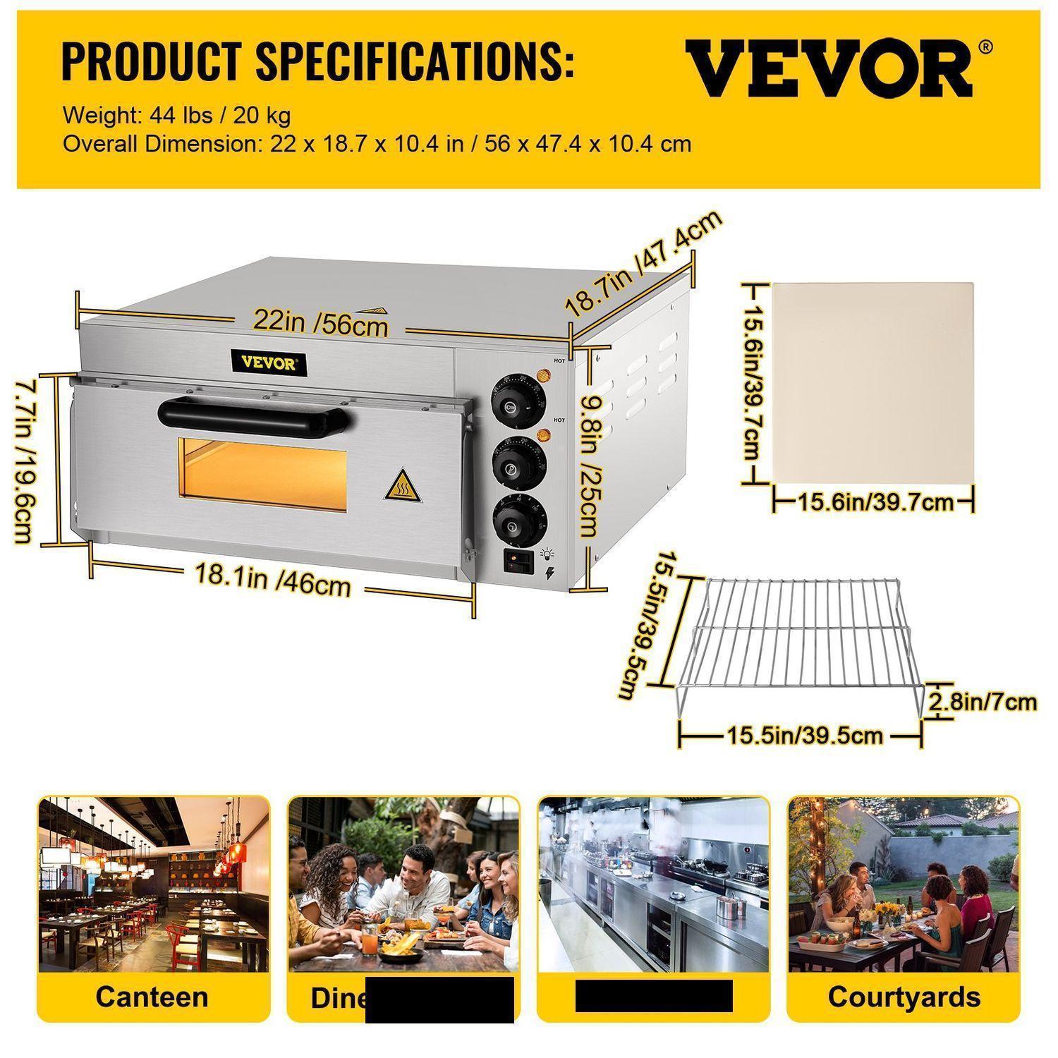 Horno De Pizza Eléctrico Acero Inoxidable, 1 Capas. Hogar, Bar, Restaurante, Comercio