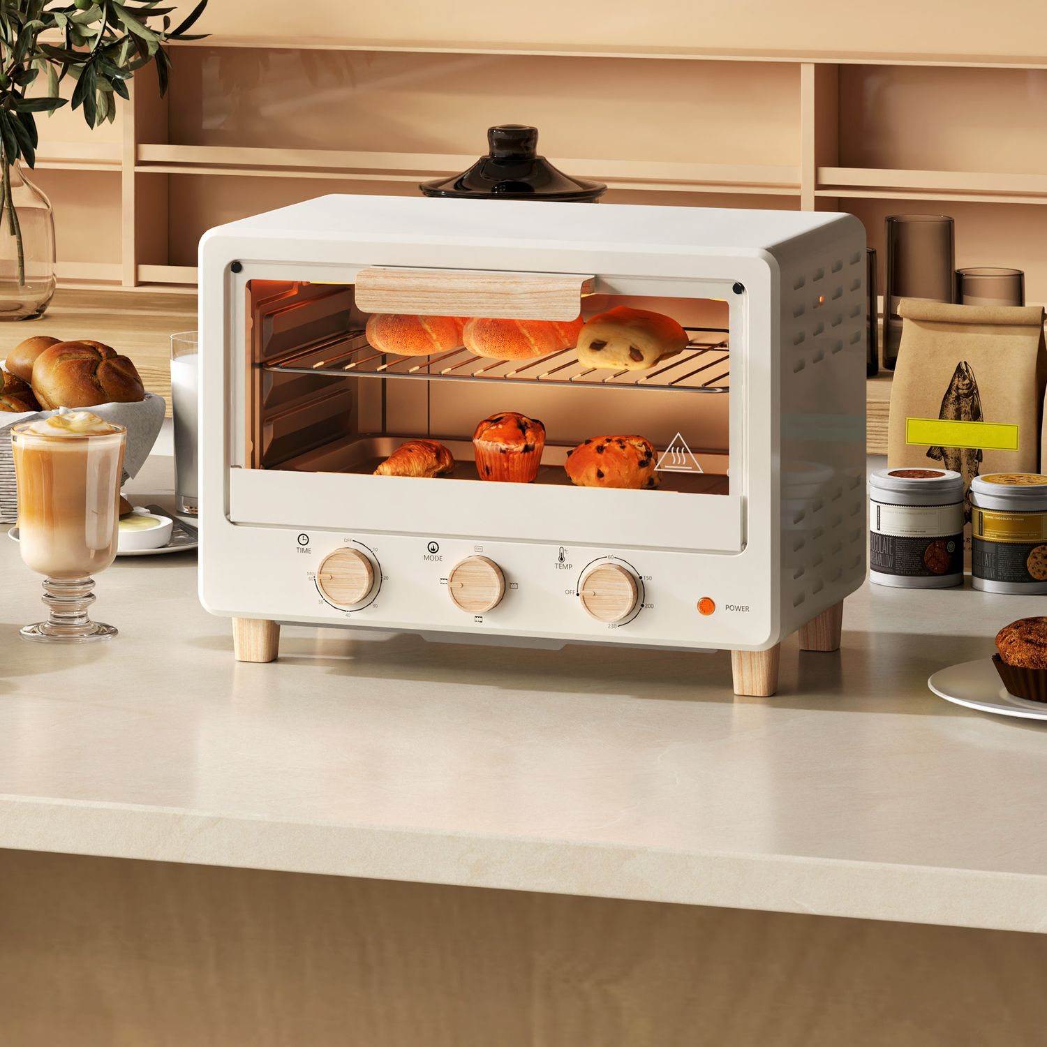 Horno Eléctrico De Sobremesa 16l 1400w Con Puerta De Vidrio Homcom