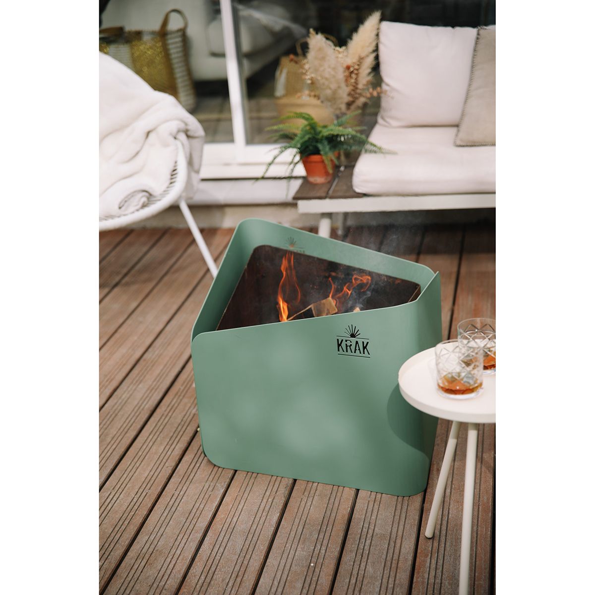 Krak Brasero 3 En 1 Verde Provenzal - Levant + Grille + Plateau Vert Provence