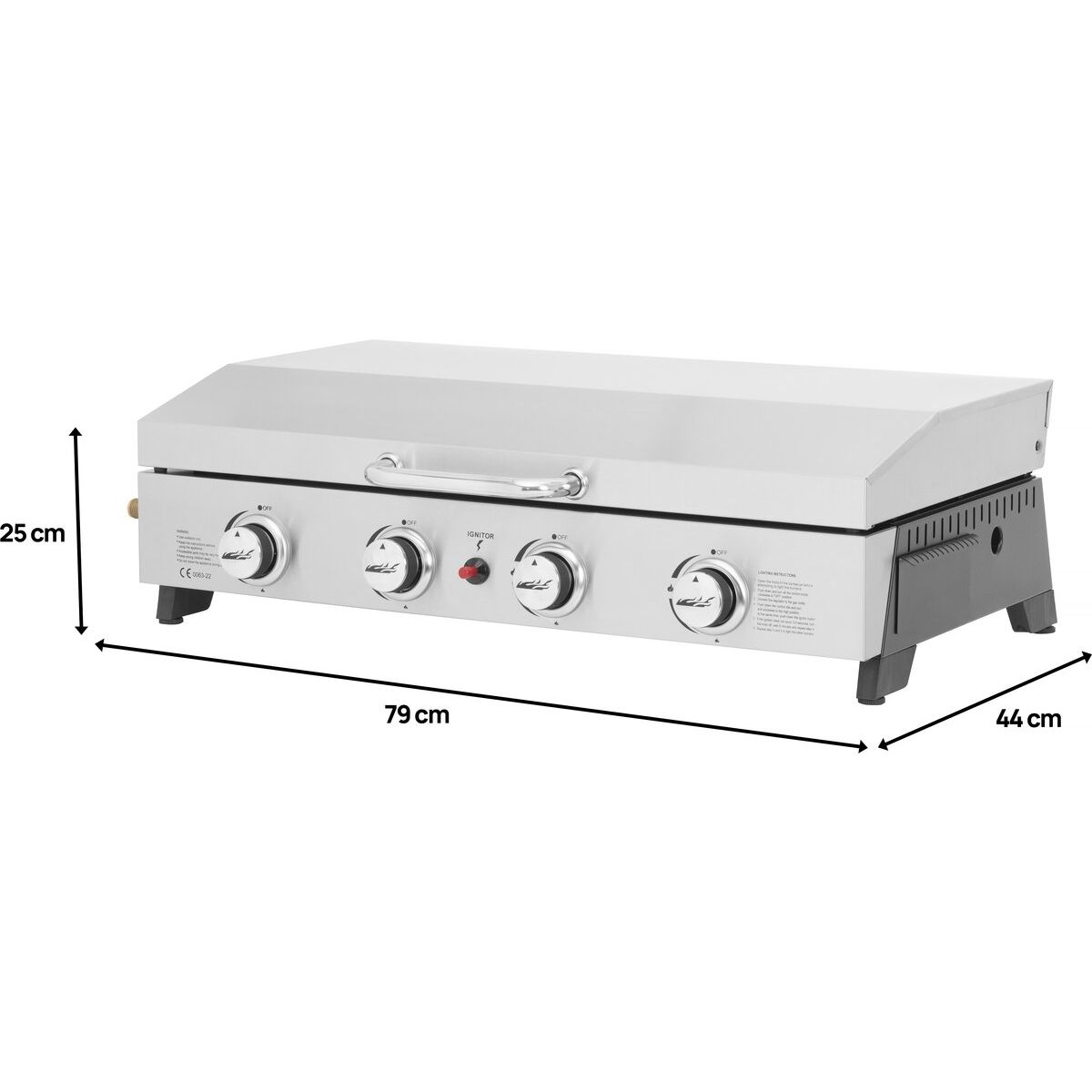 Plancha De Gas 4 Quemadores Con Tapa 