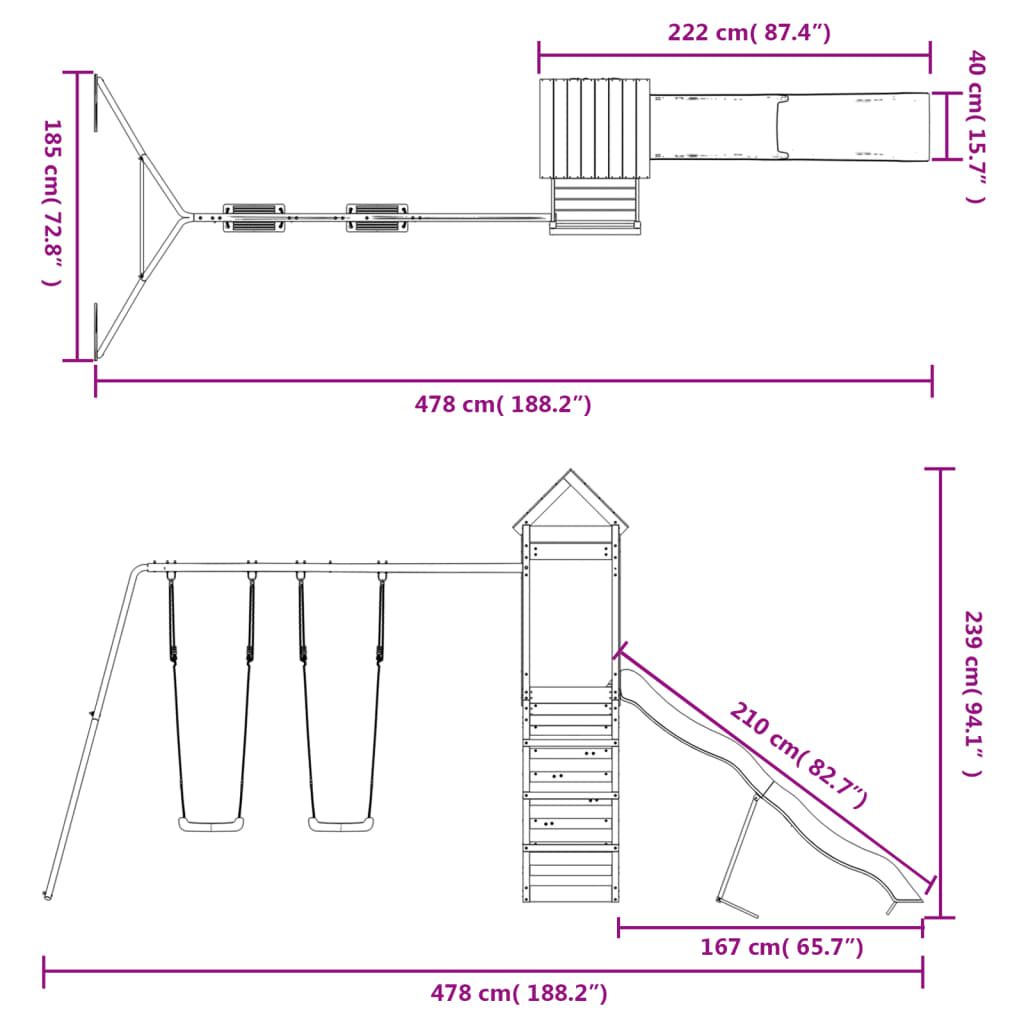 Parque Infantil De Exterior Madera Maciza De Pino Vidaxl